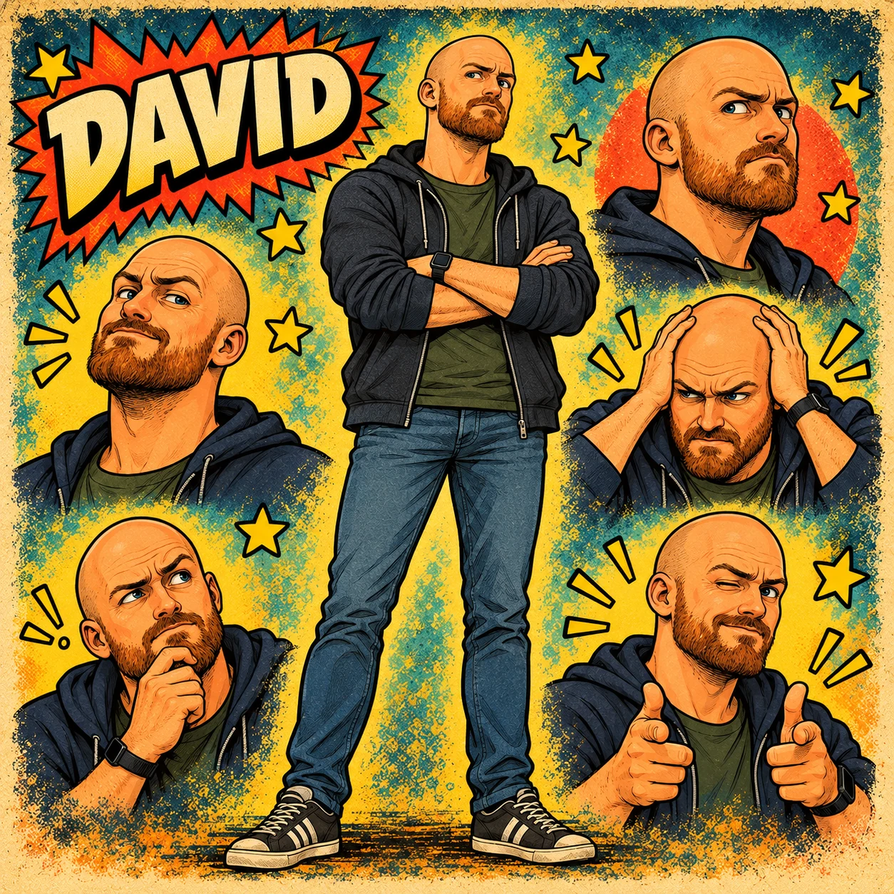 Approved illustrated character sheet of David