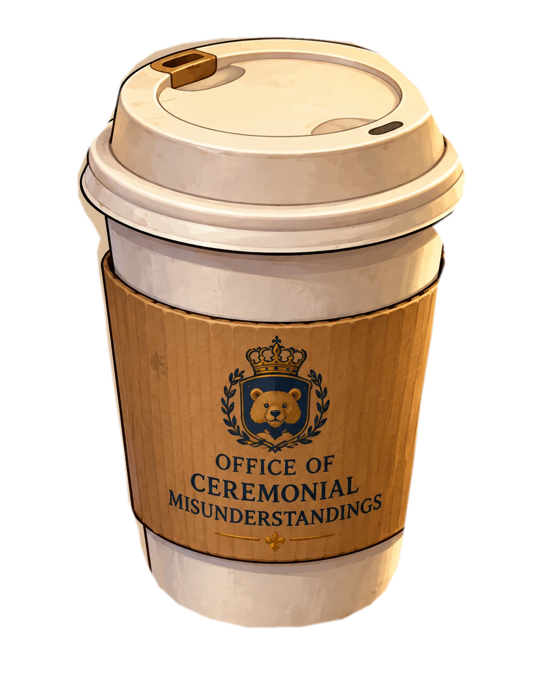 Paul's official takeaway coffee cup, resting suspiciously on the desk